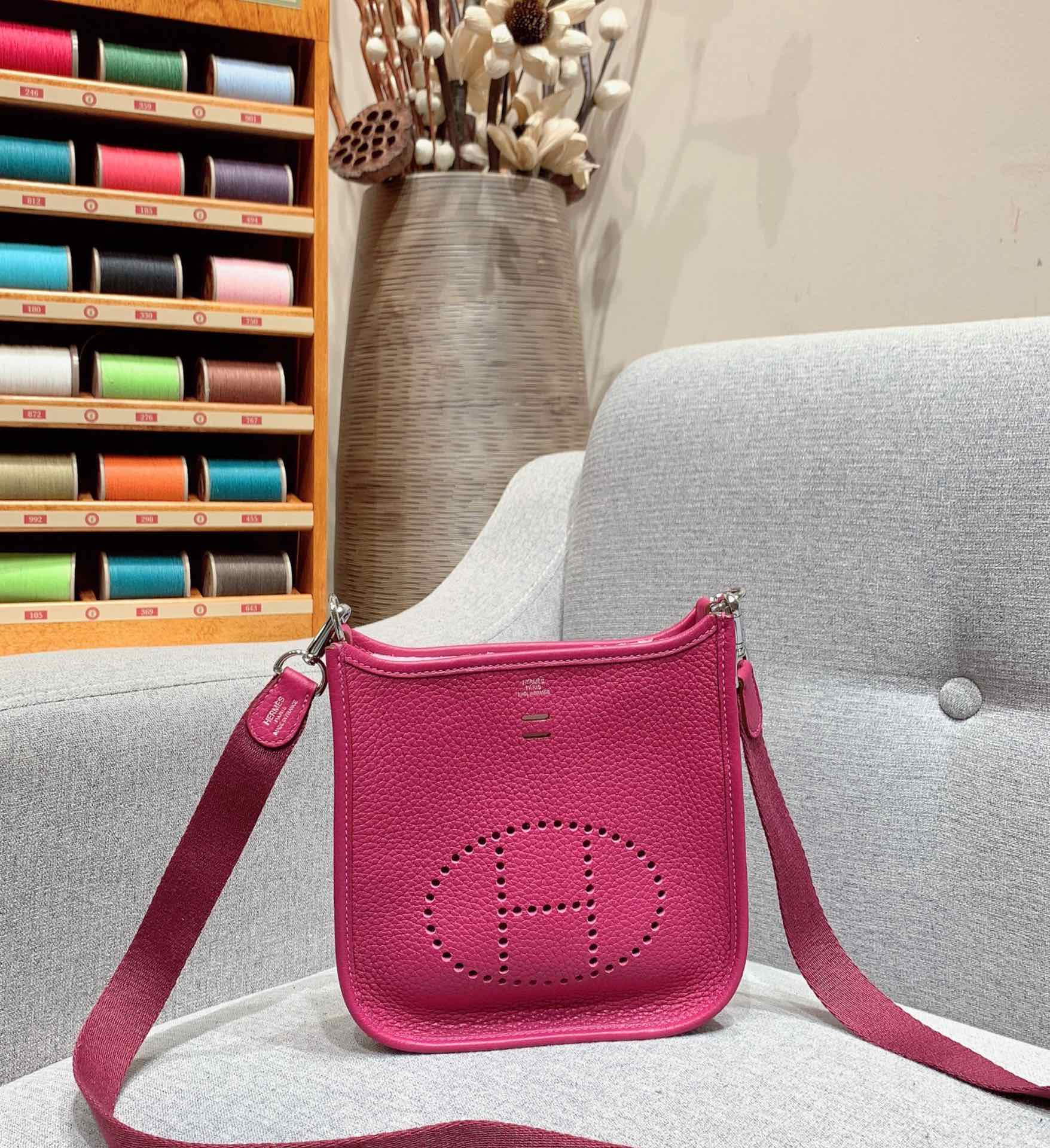 에르메스 미니 에블린16 로즈퍼플 은장 끌레망스 가죽